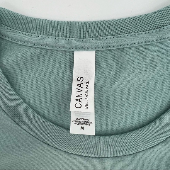 PatrioticT-Shirt Womens Medium Green with Flag Short Sleeve Crew Neck All Cotton - Picture 2 of 4